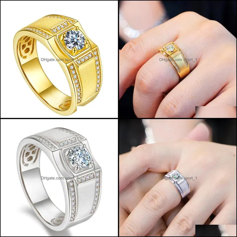 gold ring men moissanite ring classic trend luxury mens banquet ring jewelry