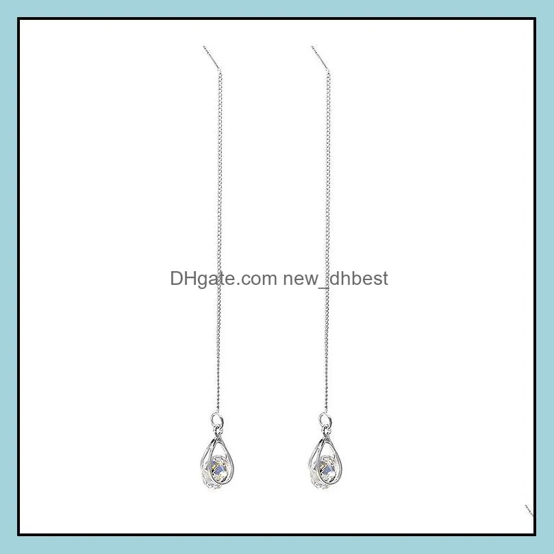 long tassel earrings leaf feather water drop earring cz zircon earring