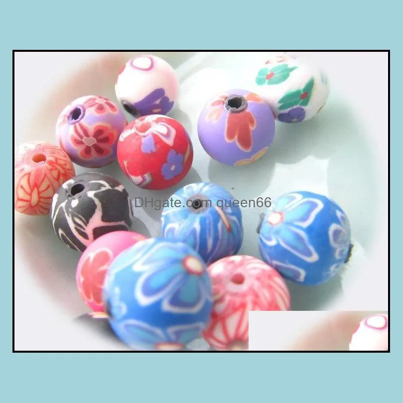 bracelet bangle ly polymer clay flower colorful round beads charm bracelets