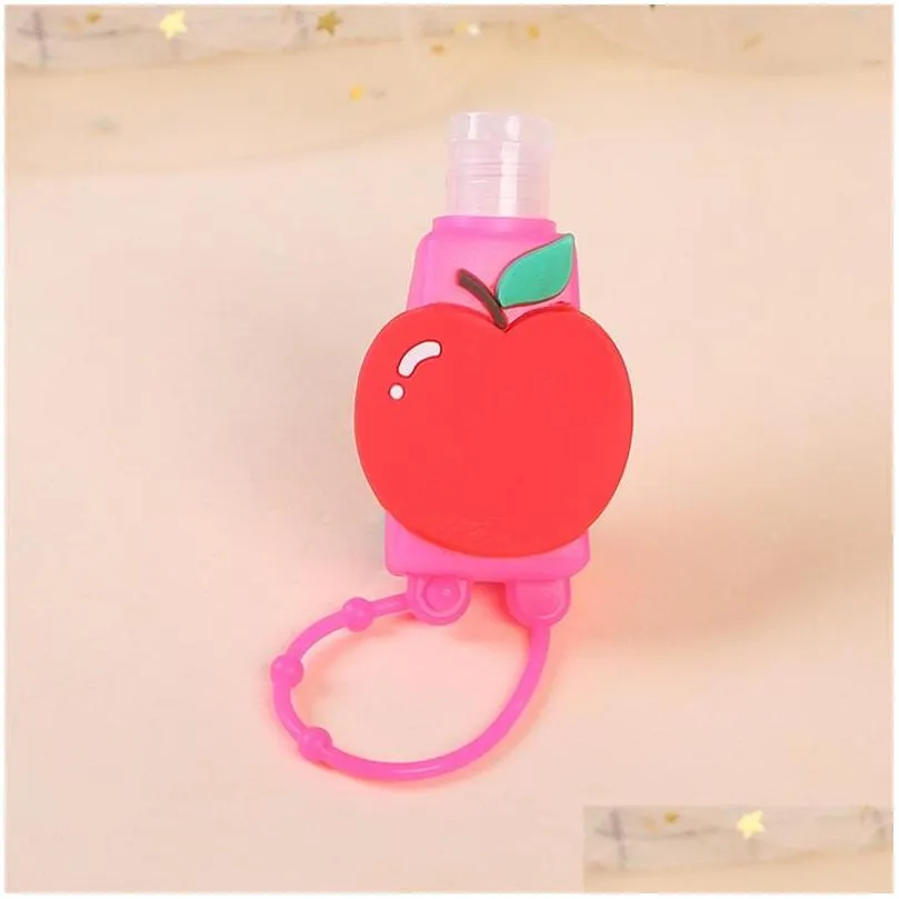 30ml hand sanitizer bottle holder cartoon cases kids students school perfume bottle and silicone protective cover set random pattern 5168