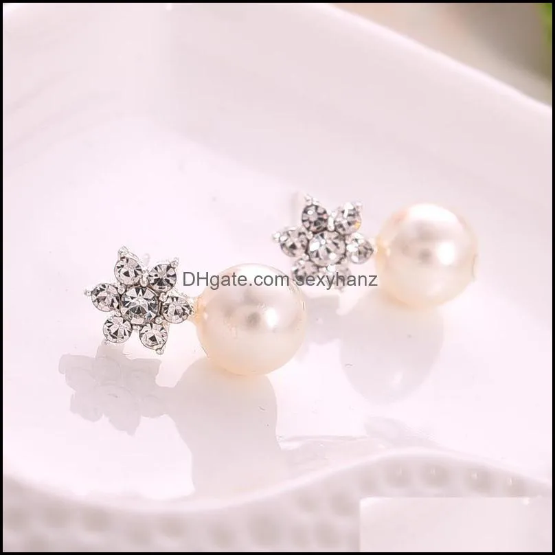 pretty pearls stud earrings wholesale channel stud crystal earring wedding jewelry women statement channel earrings