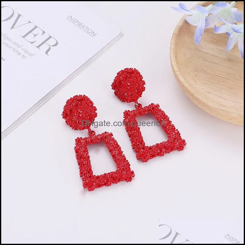 big vintage earrings for women fashion jewelry trend gold color geometric statement earring