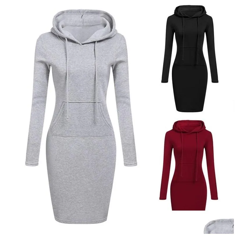 women sleep hoodie dress knee length casual sweaterbodycon dress pencil long sleeve sweater pocket skirt bodycon tunic top 9 colour outfits 214