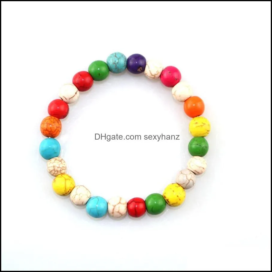 blue white green red natural turquoises stone bracelet homme femme charms 8mm men strand beads yoga bracelets women