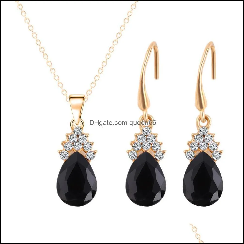 party jewelry set water drop earrings and american fashion gold series jewery sets bridesmaid jewelry set