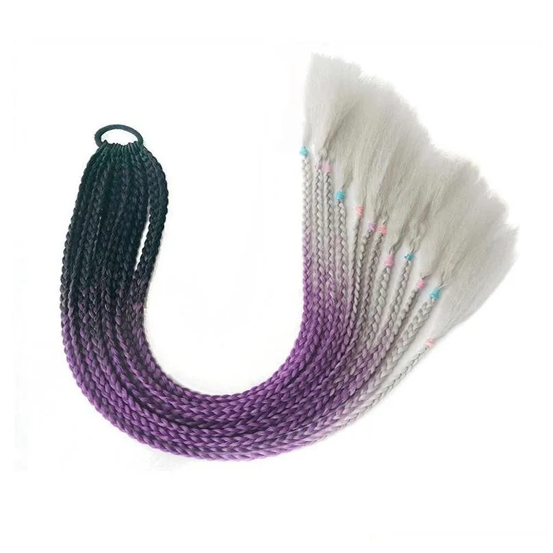 hair accessories 1 cute elastic band rubber wig headband 60cm color gradient dirty braided ponytail women