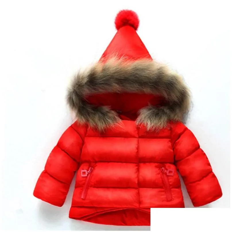 girls coat cotton warm jacket for baby girls winter fur hooded coat kids outerwear children clothing toddler girl jackets 813 v2