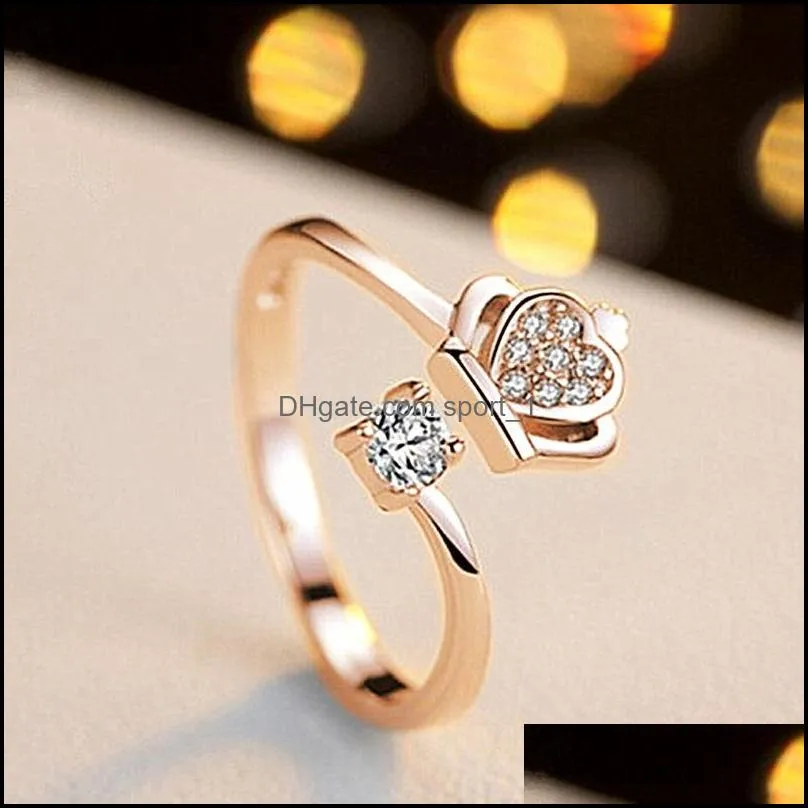 luxury shine zirconia crown ring for women with side stones charm exquisite diamond jewelry pendant birthday gift