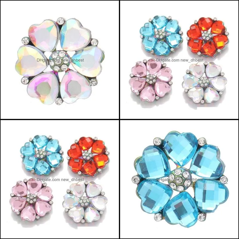 noosa plating dazzling heart crystal snowflake snap buttons fit diy 18mm snap button bracelet necklace acc ingredients jewelry women