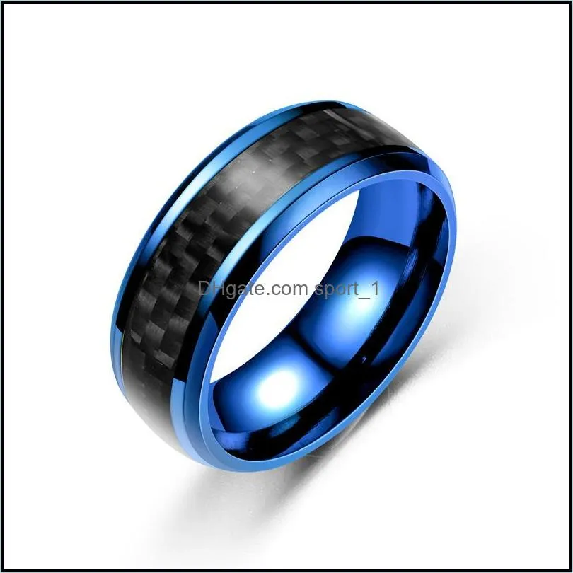 crossborder supply fashion personality carbon fiber titanium steel ring europe and the united states simple stainless steel ring