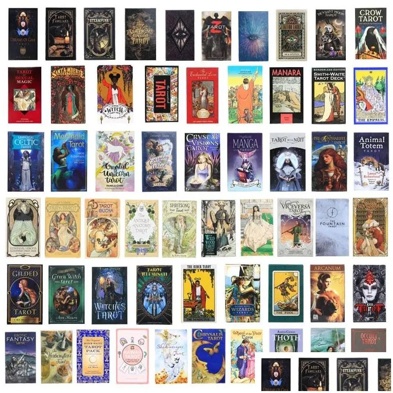 220 style tarot cards game oracle golden art nouveau the green witch universal celtic thelema steampunk tarots board deck games dhs