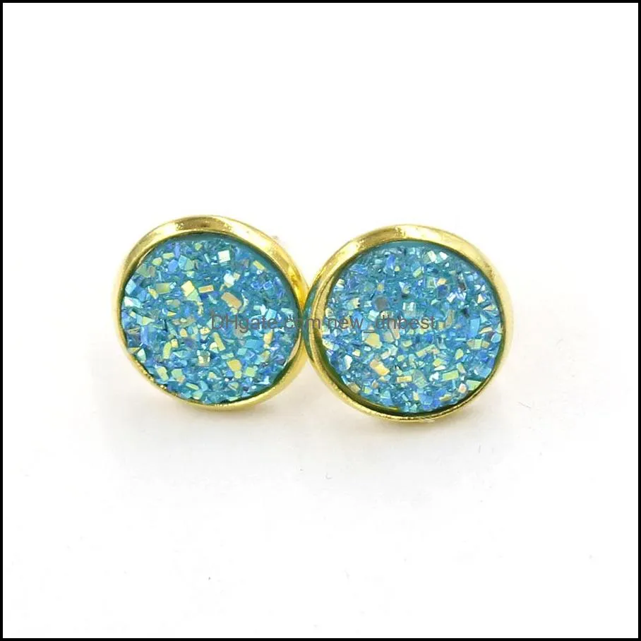 fashion 12mm brilliant resin stud earrings 11 colors star stainless steel stud earrings for women party gift