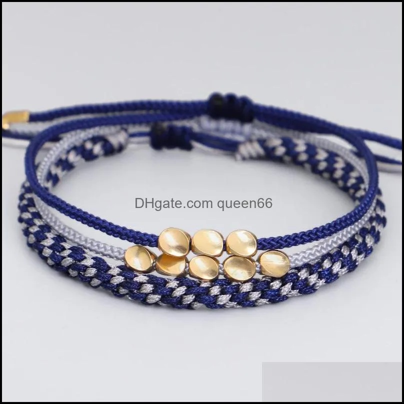 bracelet set 3pc/set buddhist creative irregular copper beads red black rope pulling bracelet for women men handmade knots thread