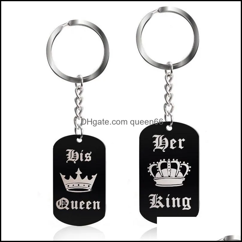 pretty key chains beautifully ring for women men lovers her king his queen crown couple keychain black metal crystal crown keychain