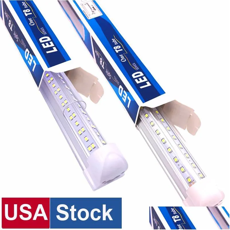 8ft t8 led tube light 4ft 5ft 6ft v shaped leds cooler door tubes lighting zer double row shop lights intagrated fixture for garage warehouse workshop addusa