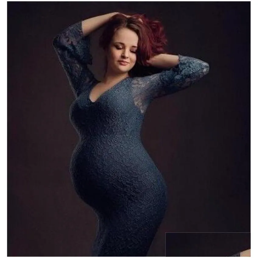 lace shoulderless pregnancy dress photography long sleeve mesh maternity maxi gowns for photo shoot pregnant women dress 787 s2