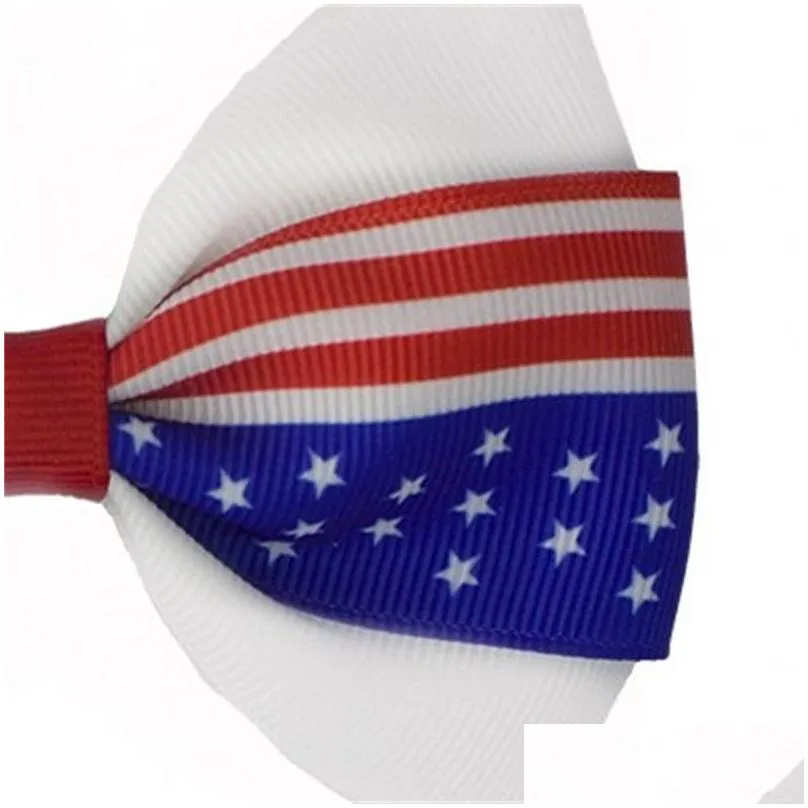 4 inch hair accessories 4th of july flag hair bows for girls clips red royal white hairbows grosgrain ribbon stars stripe 471 k2