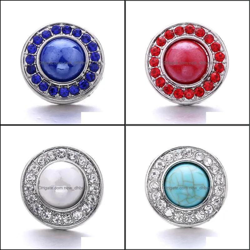 wholesale mix rhinestone snap buttons clasp 18mm metal decorative round button charms for diy snaps jewelry findings factory suppliers