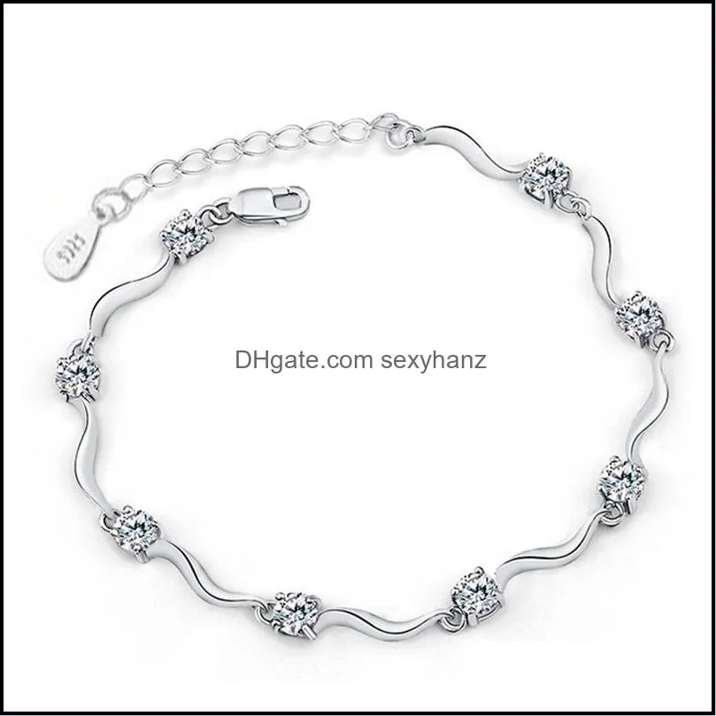 silver bracelet charm womens hand crystals bracelets fashion jewelry bamboo link chains bracelets