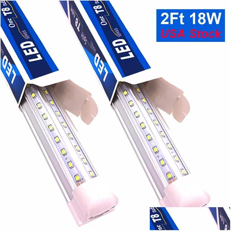 2ft led shop lights 24 inch linkable integrated tube bulbs v shape 18w 20w 1800lm 2000lm 2 cooler lights 24 direct wired ceiling and utility strip bar