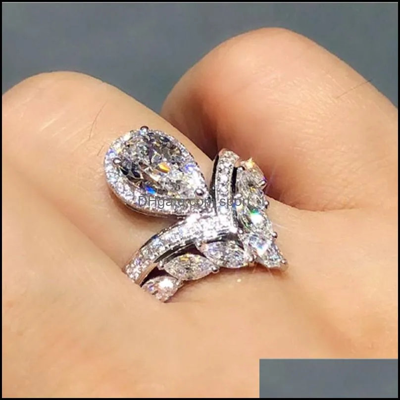 silver rings moissanite diamonds crown anniversary ring for women gifts wholesale