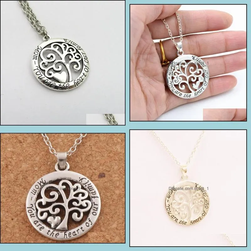 family beautifully necklaces mom you are the heart of our family fashion beautifully pendant necklaces tree of life chain necklace