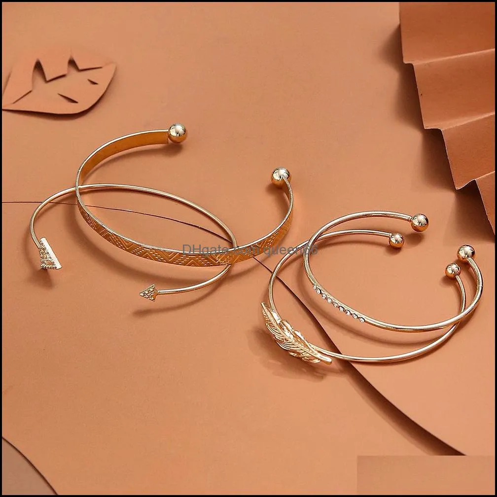4 pcs/set punk gold bracelet set bohemian geometric bracelet set jewelry girl party gift