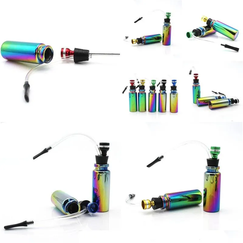 newest glass rainbow bong bottle handpipe filter smoking tube portable innovative design mini pipe easy clean for tobacco dhs 