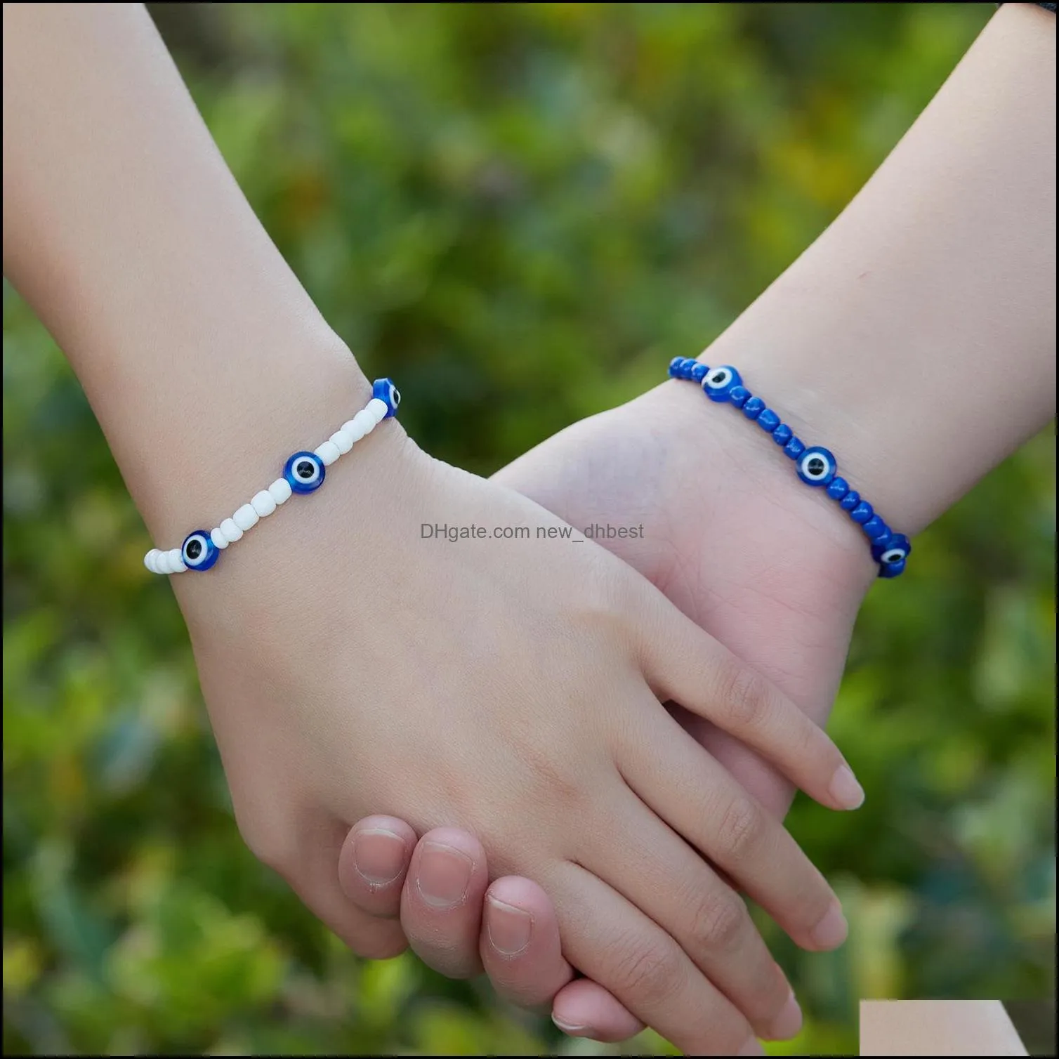 turkish white blue evil eyes bracelet sets lucky couple bracelets for women colorful bead rope chain charm jewelry