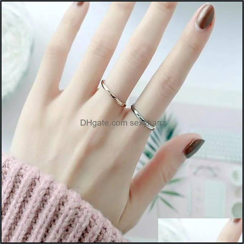 2mm stainless steel thin ring rose gold black for women men minimalist ring jewelry party simple fashion gift size 4 to 12