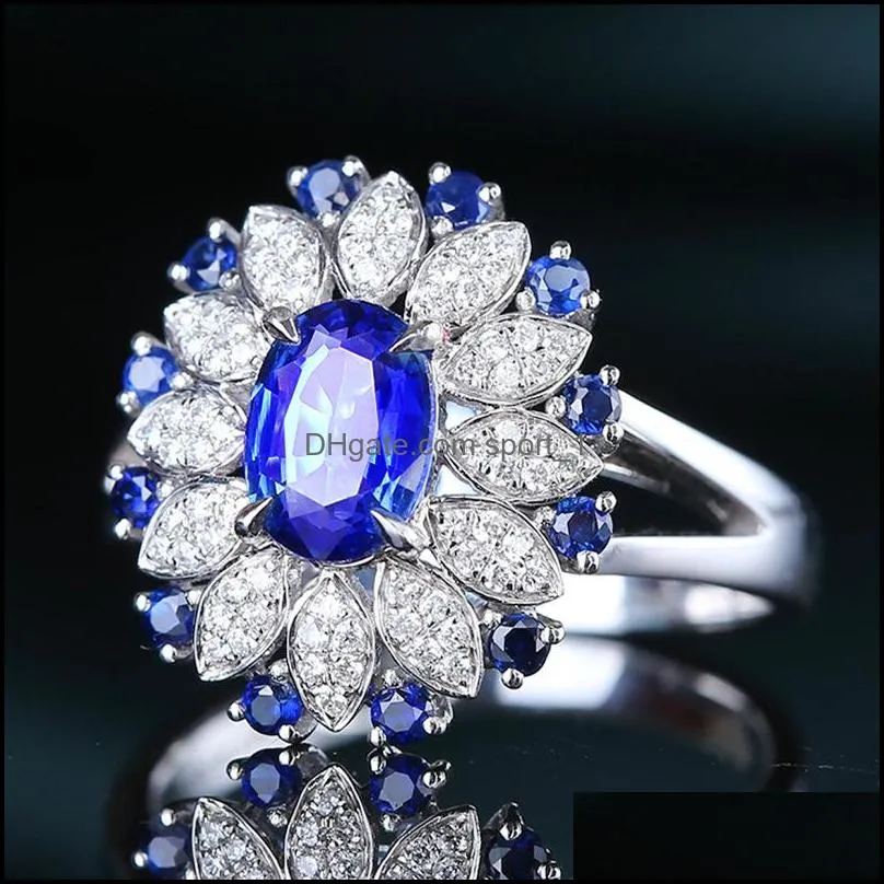 trendy silver ring for women oval emerald sapphire gemstone zircon rings fine jewelry female gift wholesale party pink crystals rings