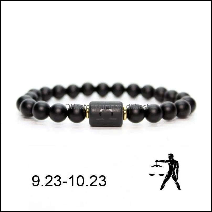 black stone beads 12 constellation couple bracelet men bracelets for women pulseras moda masculina hombre man mens jewellery