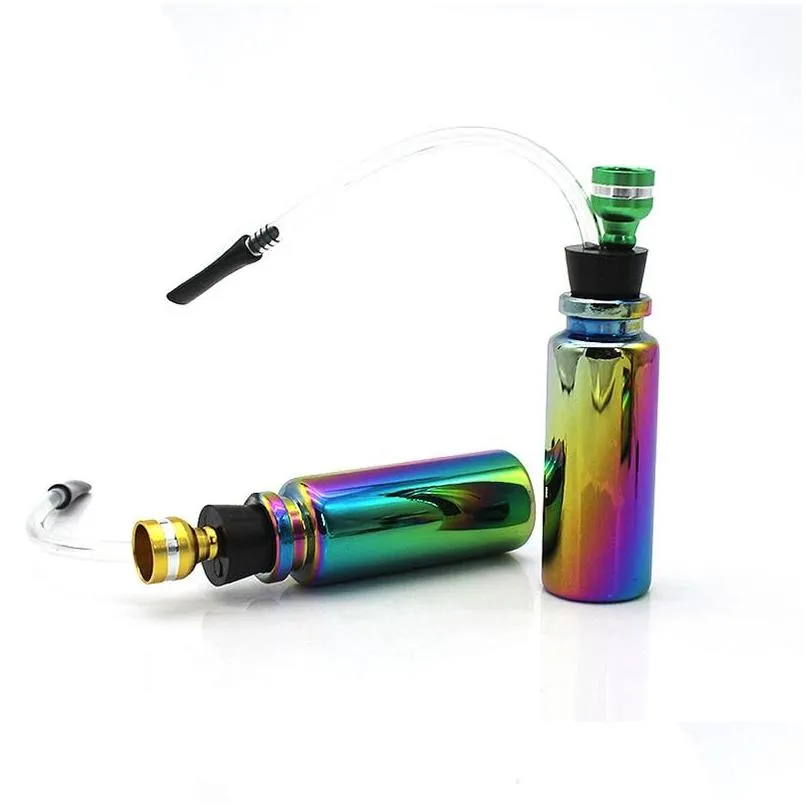 newest glass rainbow bong bottle handpipe filter smoking tube portable innovative design mini pipe easy clean for tobacco dhs 