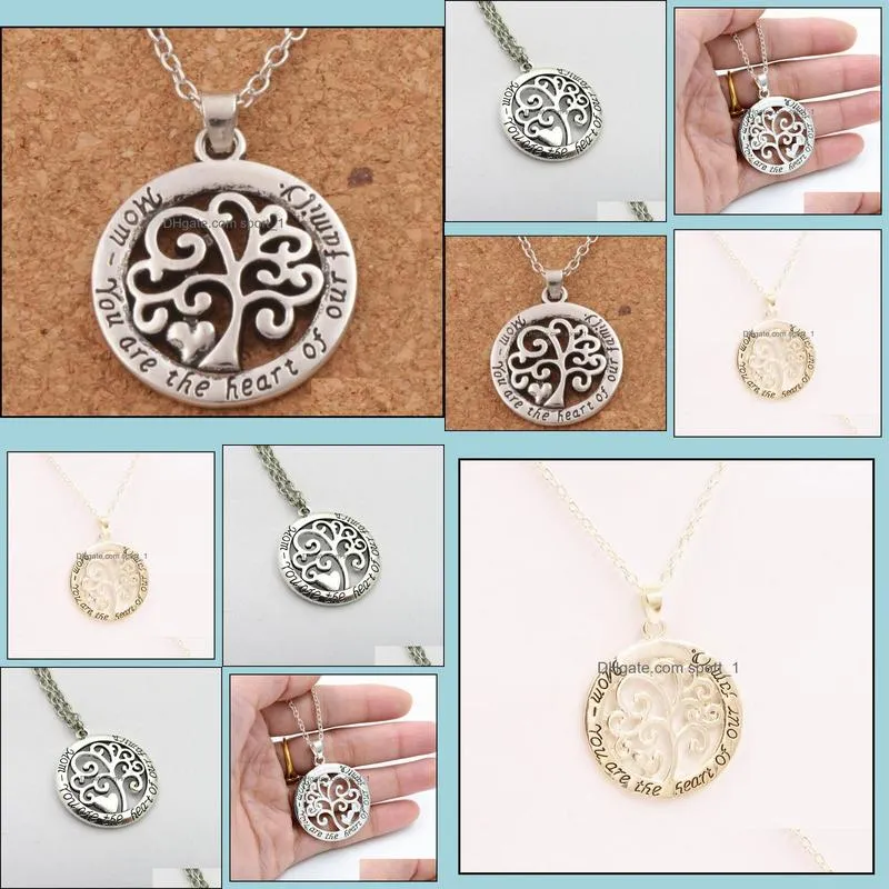 family beautifully necklaces mom you are the heart of our family fashion beautifully pendant necklaces tree of life chain necklace