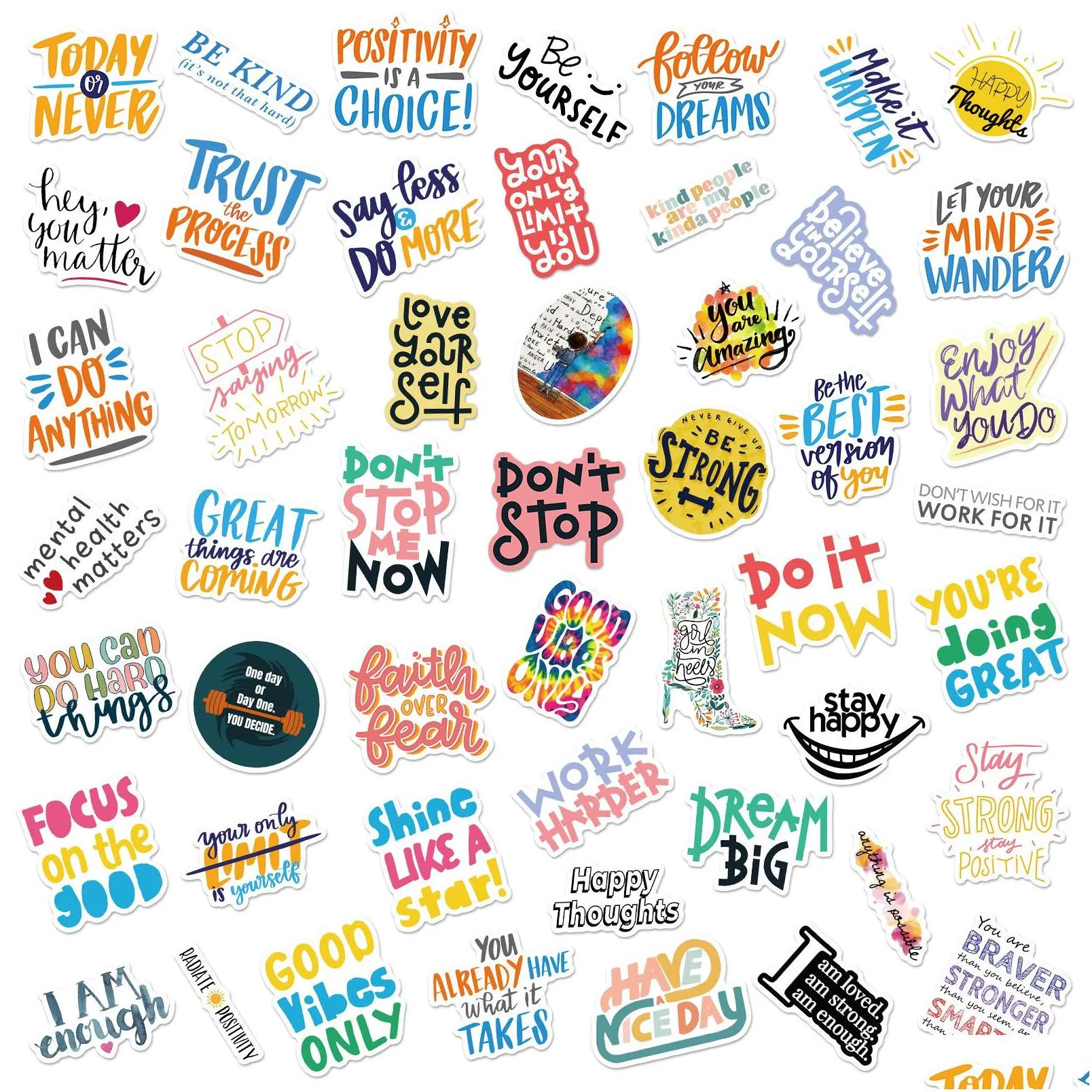 50pcs motivational stickers inspirational teachers students teens employees vinyl waterproof durable laptop sticker decals for