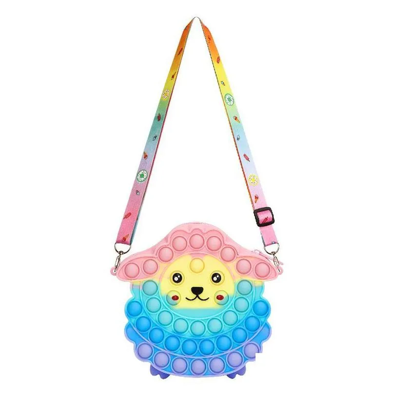 kawaii silicone shoulder bag push bubble fidget toys wallet bags coin purse dinosaur soft antistress  toy new