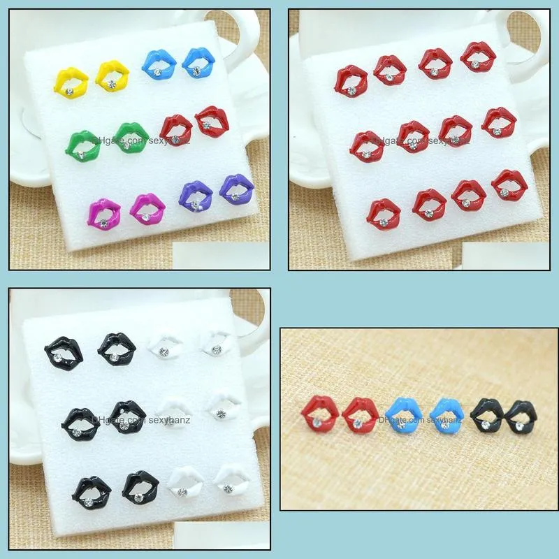 earrings for women wholesale lip rhinestone simulated stud earrings for women jewelry stud earrings