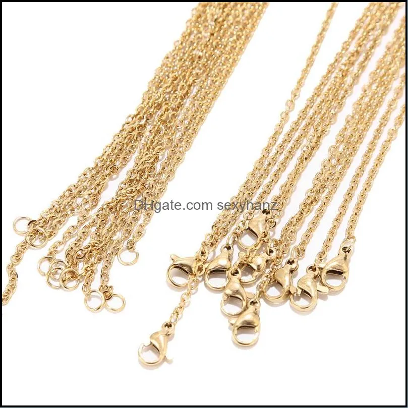 50cm stainless steel 18k gold chain necklace wholesal o chains fit diy pendant necklaces bulk