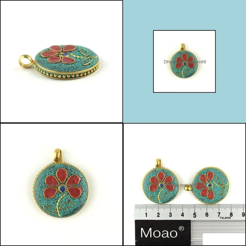fashion delicate nepalese handmade jewelry original ethnic landscape thai blue flower pendant necklace sweater chain accessories