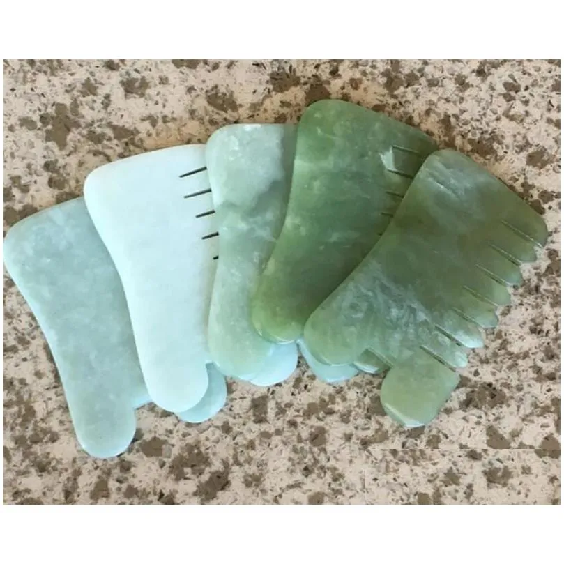 natural jade stone guasha gua sha massage hand back leg body arm board comb shape healthy beauty relaxation cure massager tool xb1