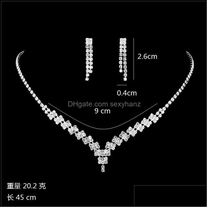 bridal wedding necklace earrings jewelry set claw zircon chain rhinestone fashion women bridesmaid p ography acc