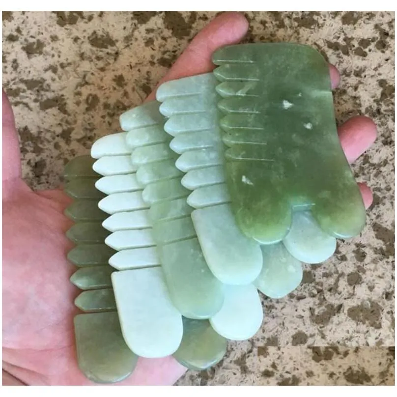 natural jade stone guasha gua sha massage hand back leg body arm board comb shape healthy beauty relaxation cure massager tool xb1