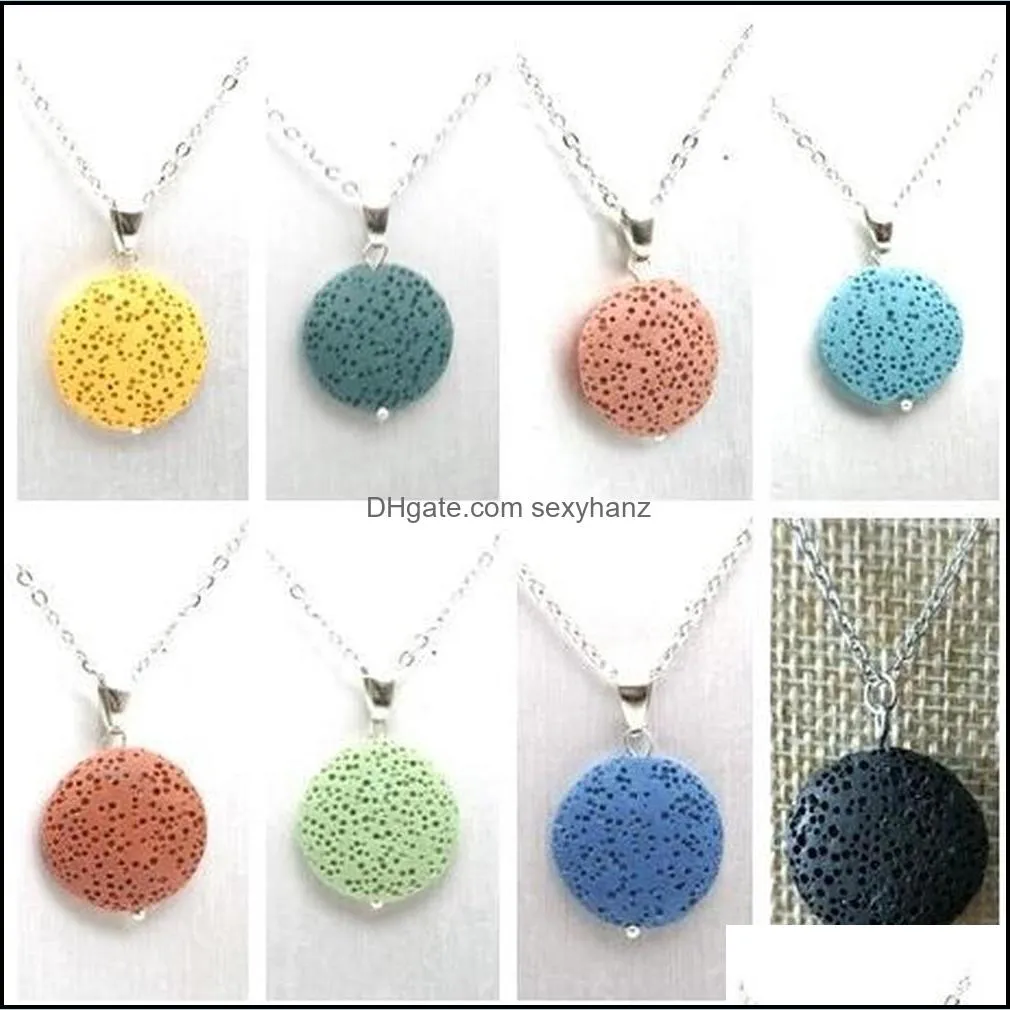 round lava bead volcano necklace aromatherapy essential oil diffuser necklaces black lava pendant stainless steel chain jewelry