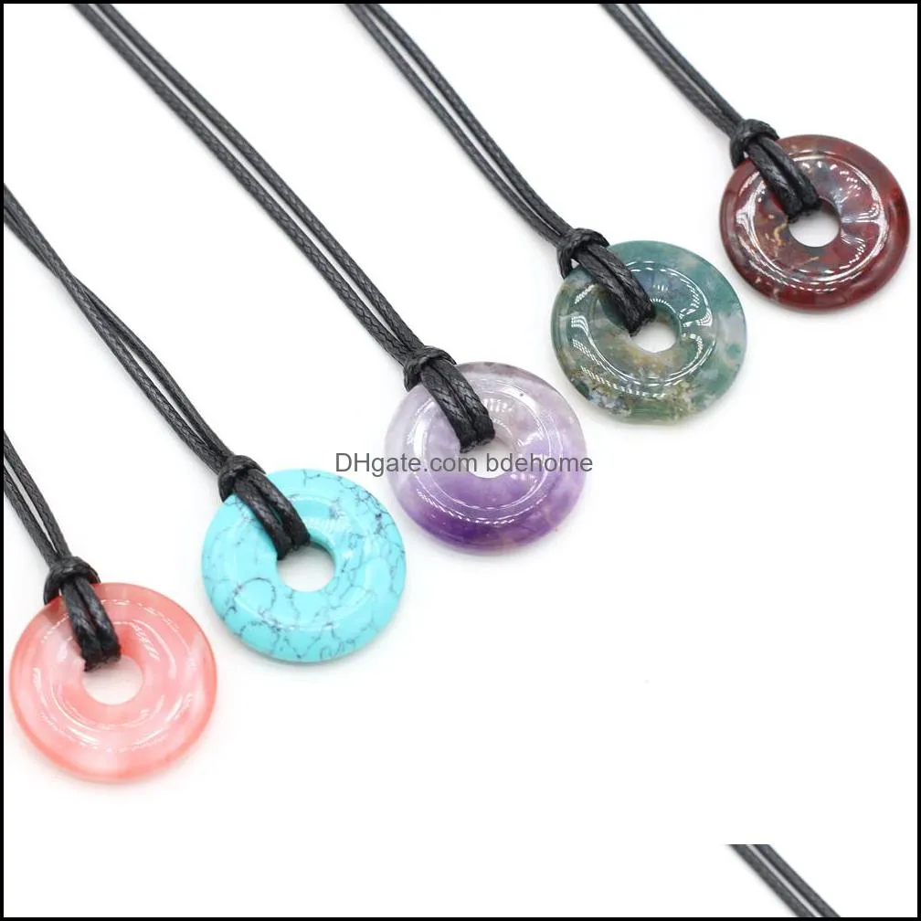 18mm big hole beads necklace natural stone rose quartzs blue turquoises necklace for women making diy party gift
