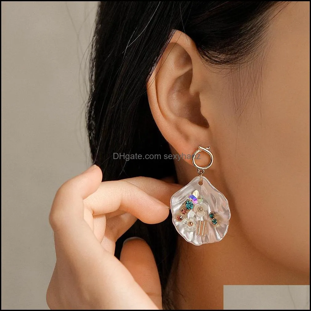 shell stud earrings for women statement pendientes trendy jewelry flower charms earrings