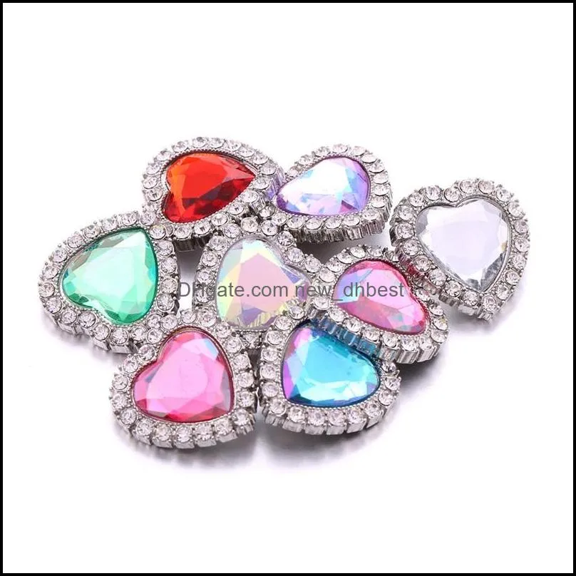 radiant rhinestone individual heart clasp 18mm ginger snap button zircon charms bulk for snaps diy jewelry findings suppliers christmas