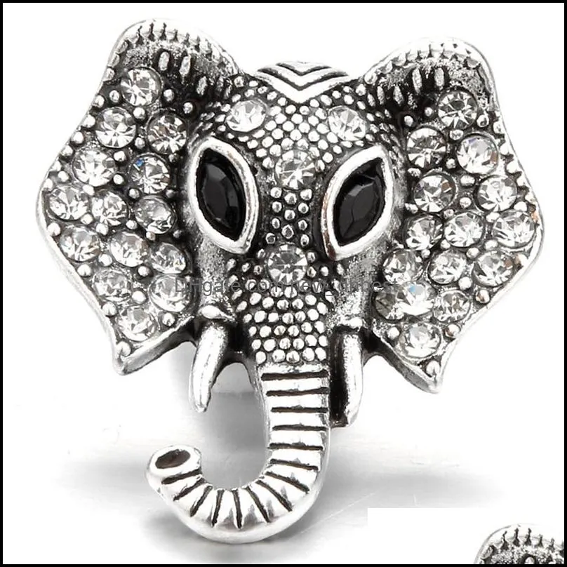 rhinestone gadget clasps elephant head 18mm snap button charms for snaps diy jewelry findings suppliers gift