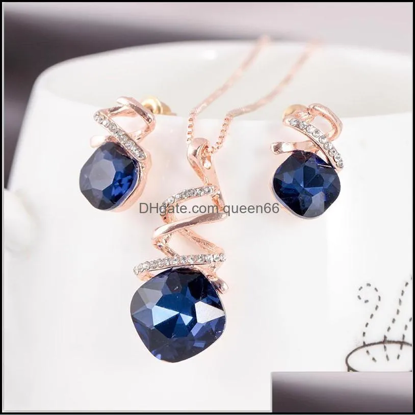 geometric crystal jewelry sets spiral necklace earrings engagement wedding jewelry set set bridal jewelry set