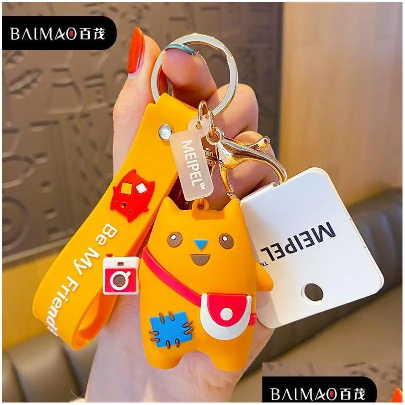 cartoon pvc toys doll keychain anime dolls keychain strange cat bag ornament car key pendant creative gift keychains