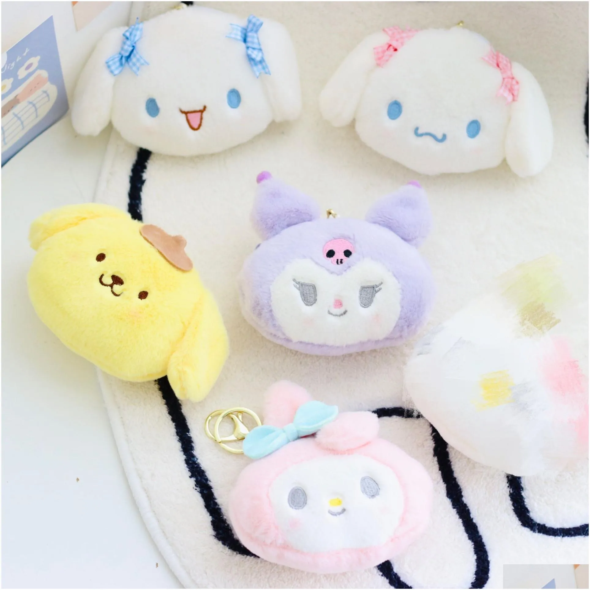 stuffed animals size 10cm plush keychains kuromi series plush pendant as a gift for children and friend sold by set